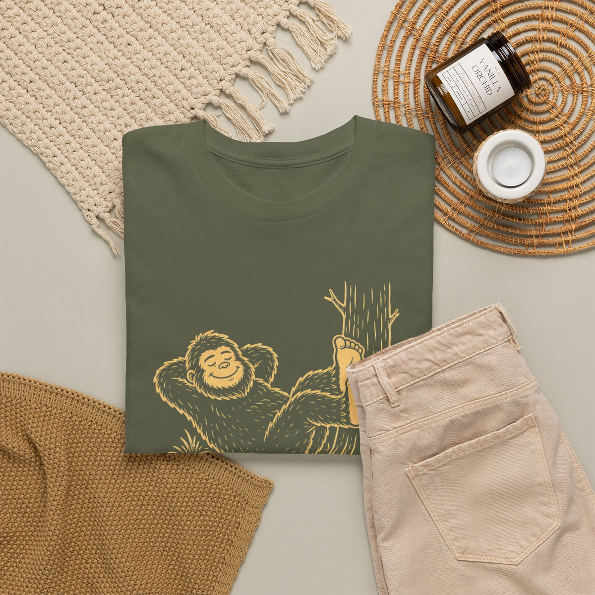 Just Bigfootin Around T-Shirt - Cute Cozy Pocket Print Graphic Tee