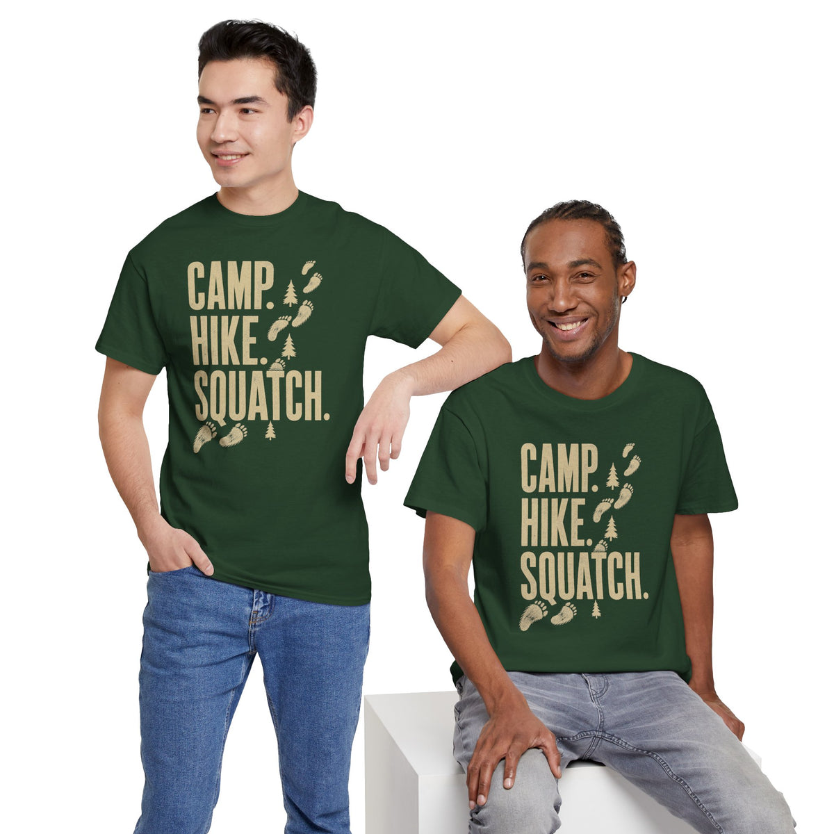 Camp Hike Squatch T-Shirt - Modern Outdoor Bigfoot Graphic Tee