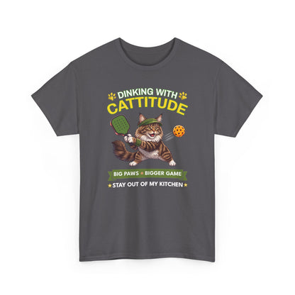 Maine Coon Cat Pickleball T-Shirt - Dinking With Cattitude Funny Shirt