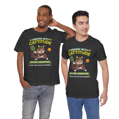 Maine Coon Cat Pickleball T-Shirt - Dinking With Cattitude Funny Shirt