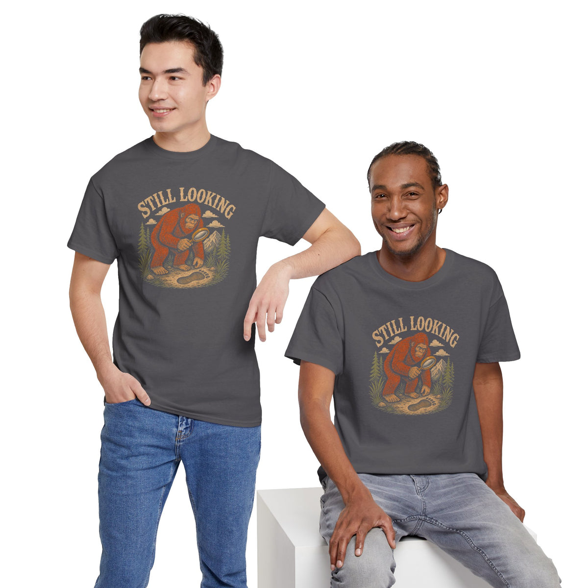 Still Looking T-Shirt - Funny Bigfoot Detective Graphic Tee
