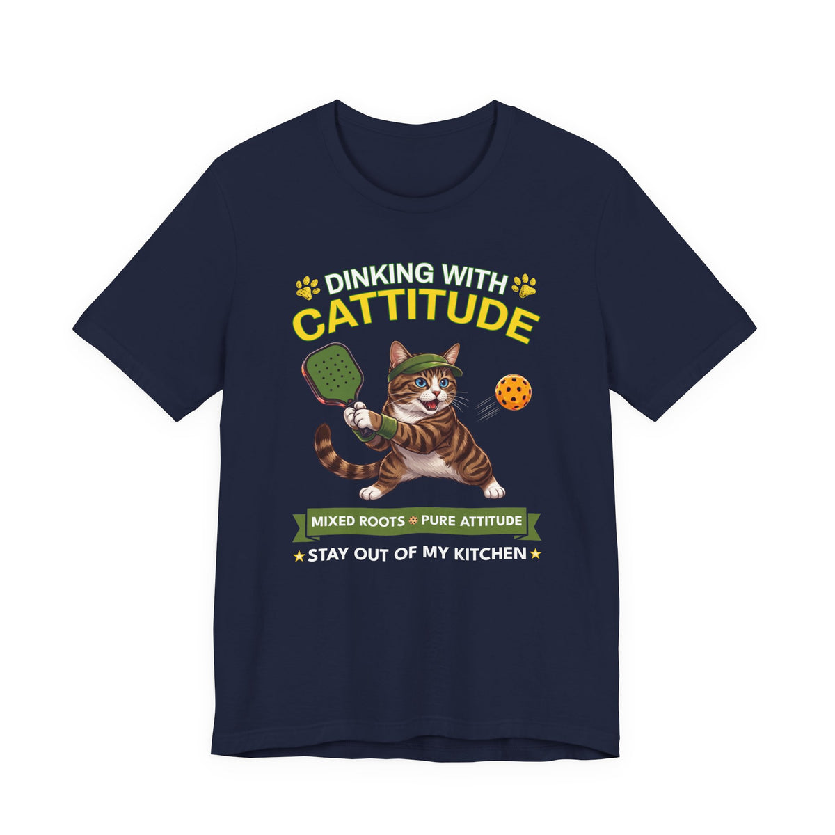 Domestic Shorthair Cat Pickleball T-Shirt - Dinking With Cattitude Funny Shirt
