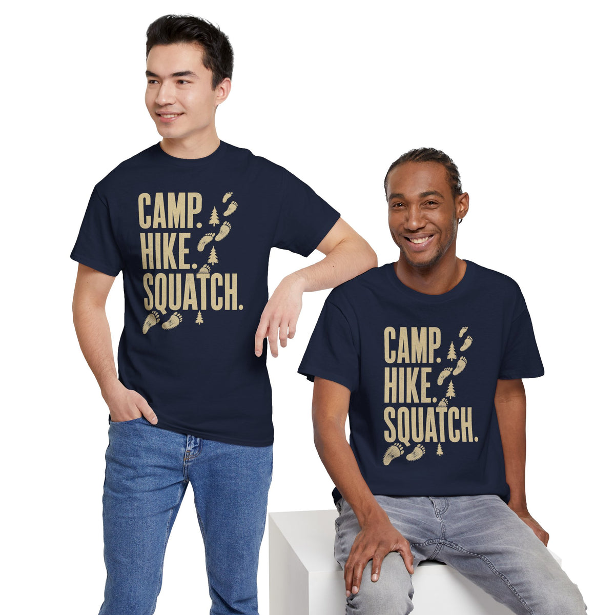 Camp Hike Squatch T-Shirt - Modern Outdoor Bigfoot Graphic Tee