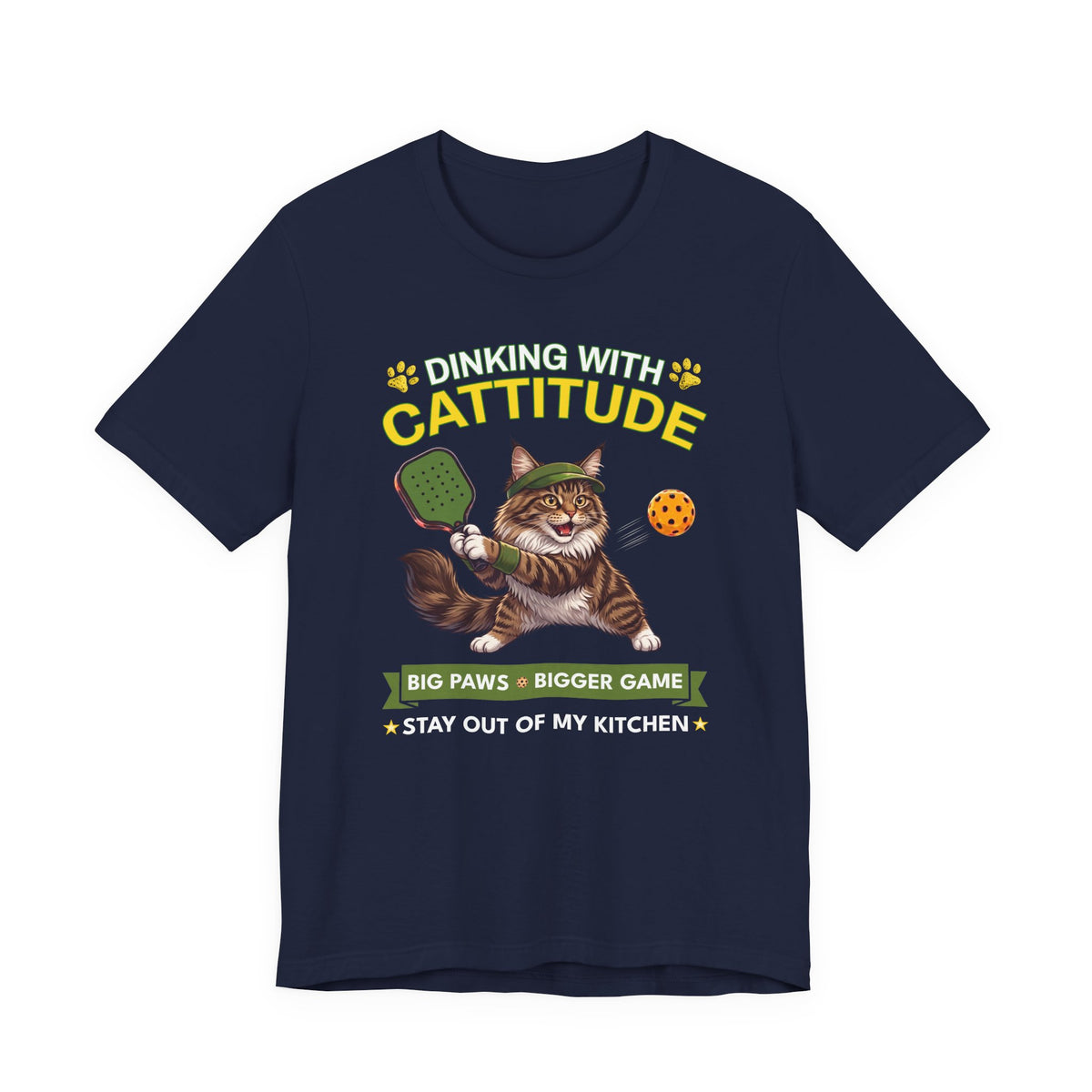 Maine Coon Cat Pickleball T-Shirt - Dinking With Cattitude Funny Shirt