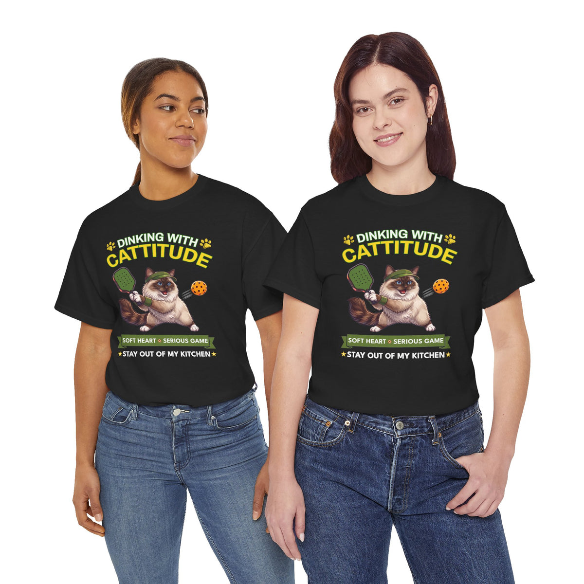 Ragdoll Cat Pickleball T-Shirt - Dinking With Cattitude Funny Shirt