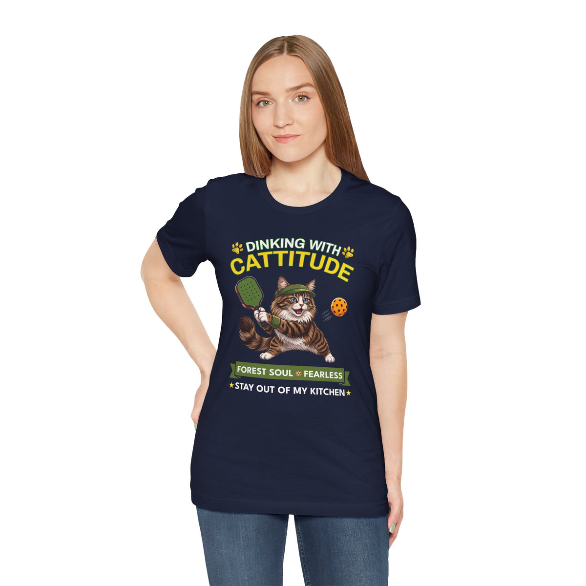 Norwegian Forest Cat Pickleball T-Shirt - Dinking With Cattitude Funny Shirt