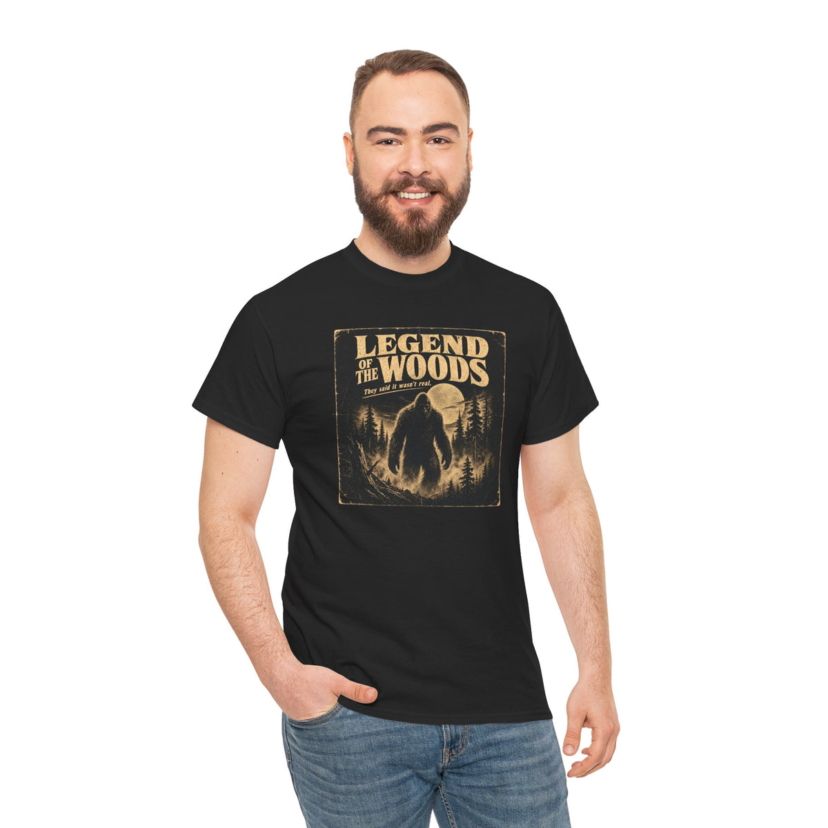 Legend Of The Woods T-Shirt - Retro B-Movie Horror Bigfoot Poster Tee