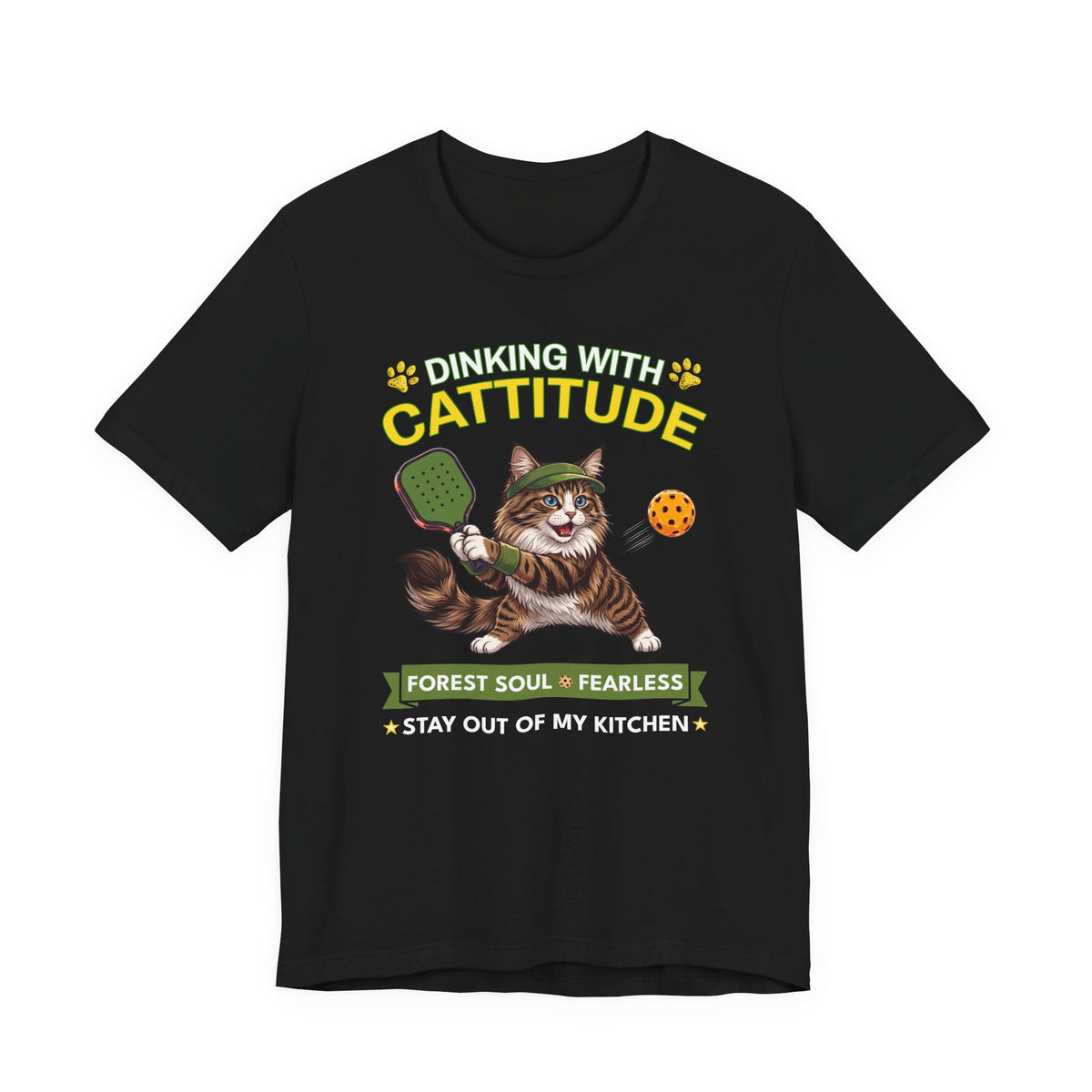 Norwegian Forest Cat Pickleball T-Shirt - Dinking With Cattitude Funny Shirt