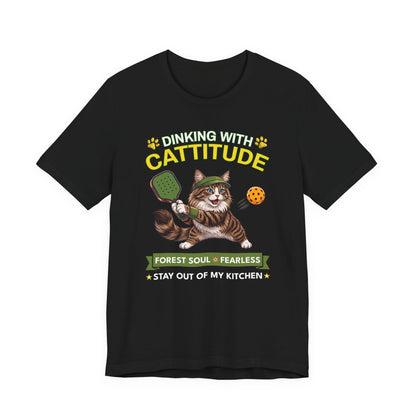 Norwegian Forest Cat Pickleball T-Shirt - Dinking With Cattitude Funny Shirt