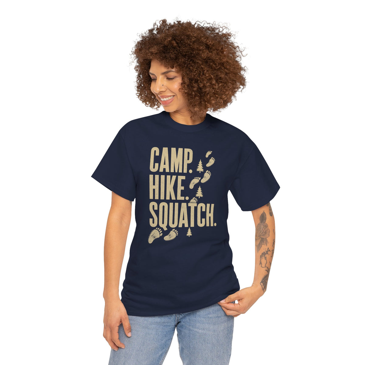 Camp Hike Squatch T-Shirt - Modern Outdoor Bigfoot Graphic Tee