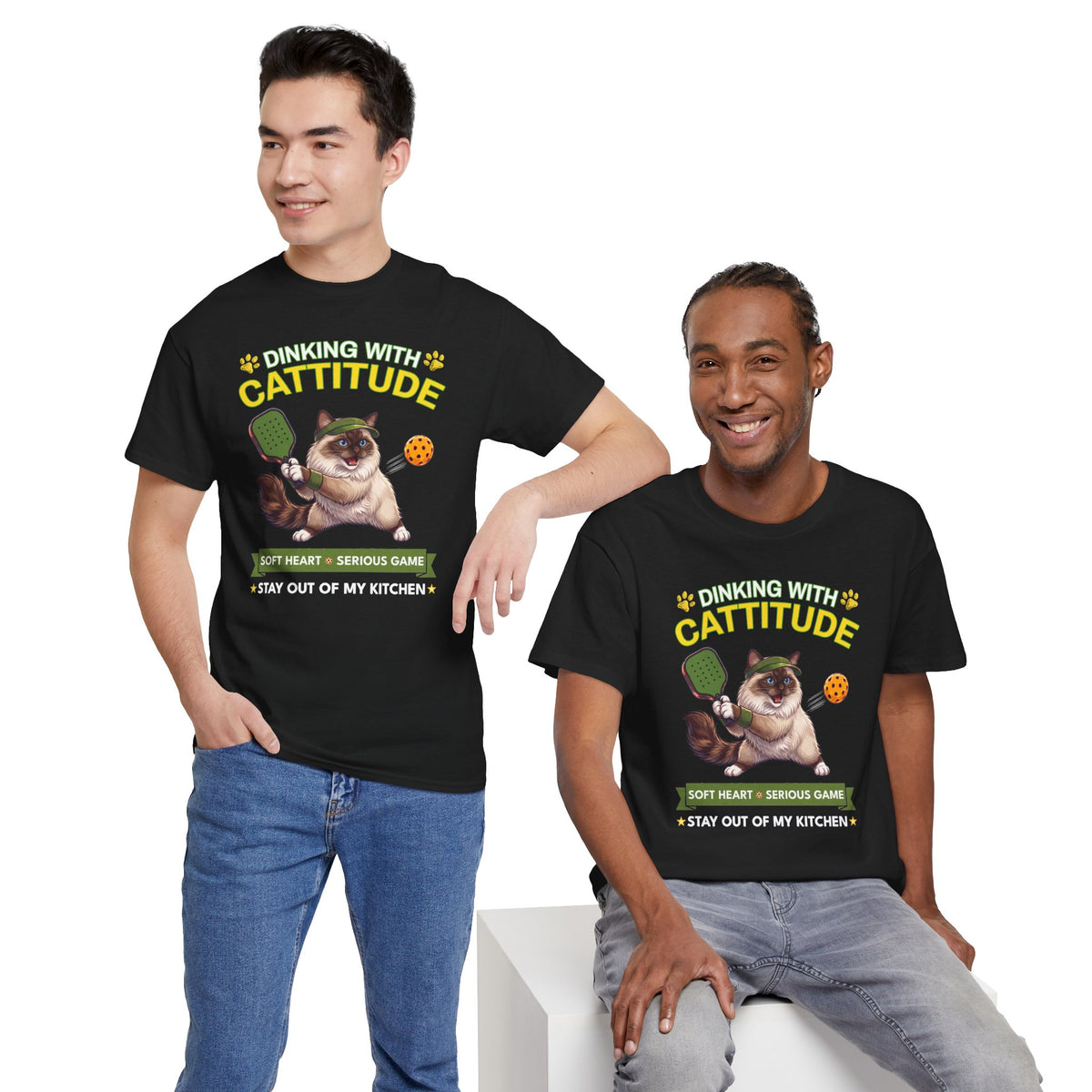 Ragdoll Cat Pickleball T-Shirt - Dinking With Cattitude Funny Shirt