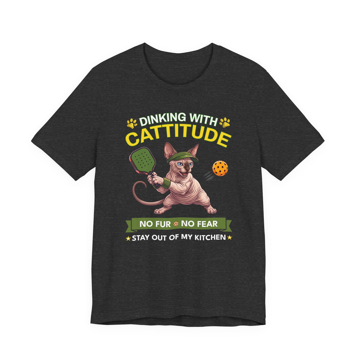 Sphynx Cat Pickleball T-Shirt - Dinking With Cattitude Funny Shirt