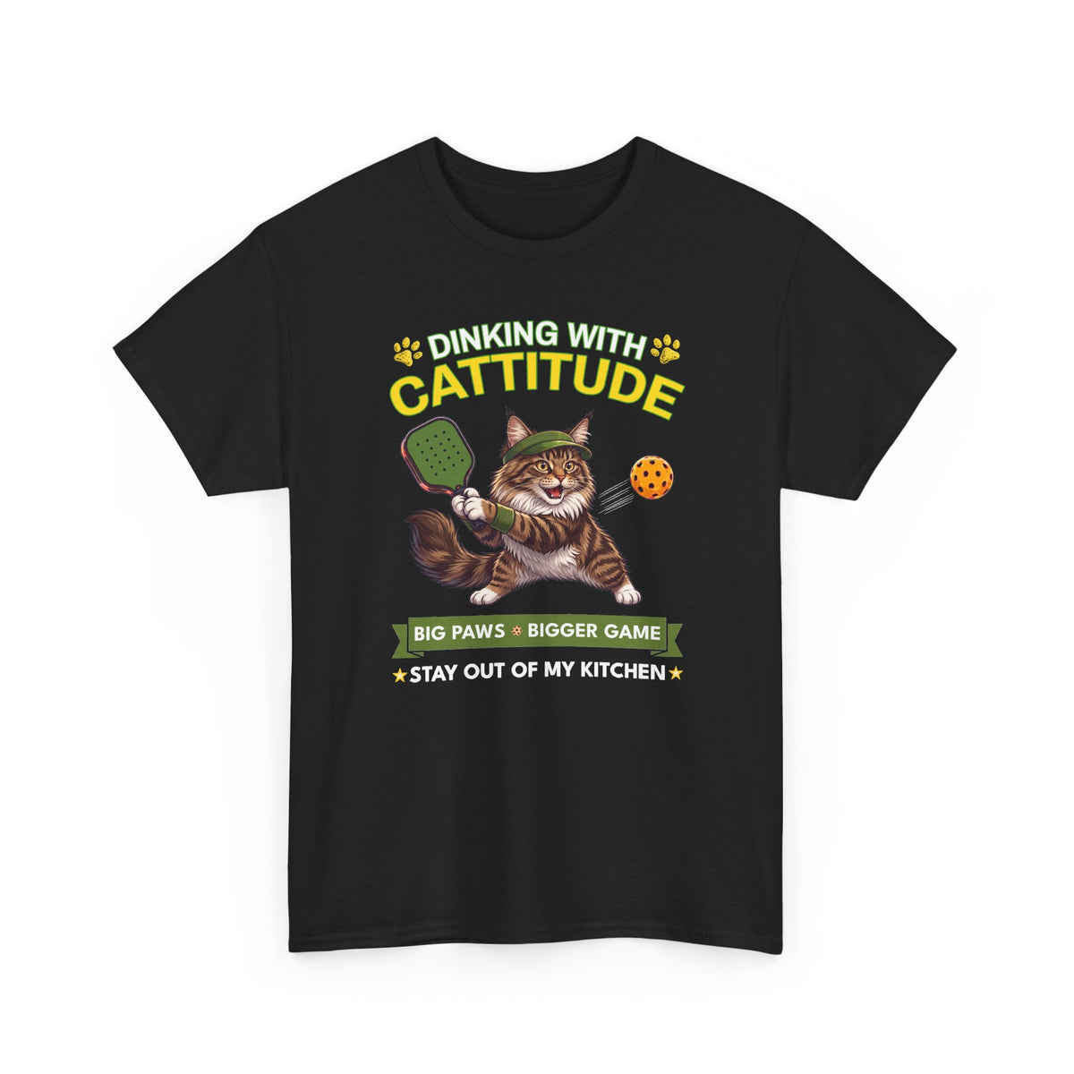 Maine Coon Cat Pickleball T-Shirt - Dinking With Cattitude Funny Shirt