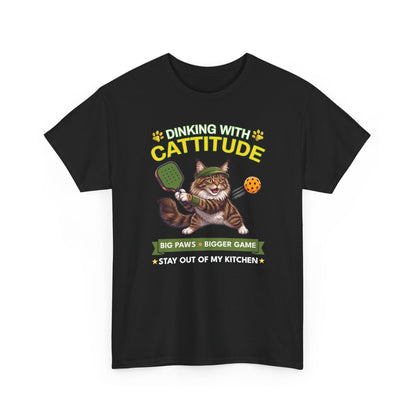 Maine Coon Cat Pickleball T-Shirt - Dinking With Cattitude Funny Shirt