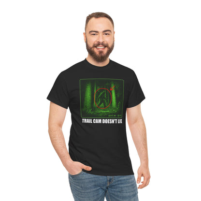Trail Cam Doesn't Lie T-Shirt - Funny Night Vision Bigfoot Graphic Tee