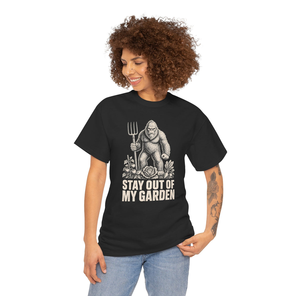 Stay Out Of My Garden T-Shirt - Funny Bigfoot Gardener Graphic Tee