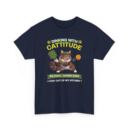 Maine Coon Cat Pickleball T-Shirt - Dinking With Cattitude Funny Shirt
