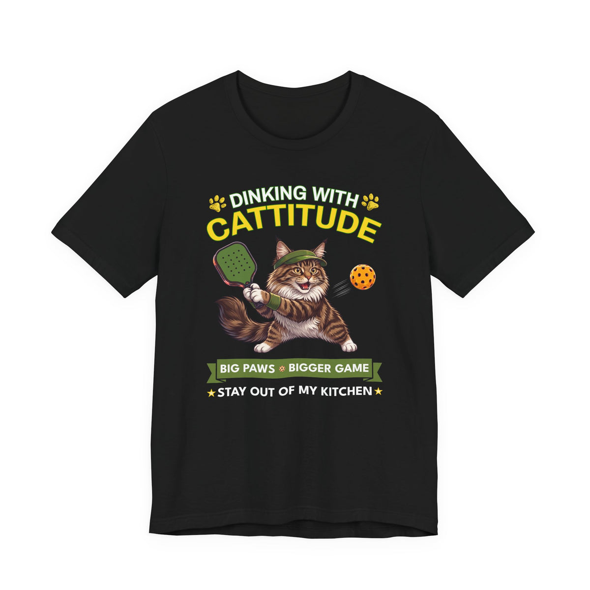 Maine Coon Cat Pickleball T-Shirt - Dinking With Cattitude Funny Shirt