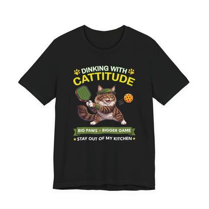 Maine Coon Cat Pickleball T-Shirt - Dinking With Cattitude Funny Shirt
