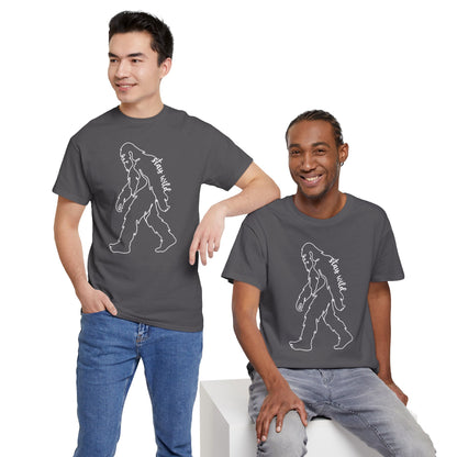 Minimalist Bigfoot Line Art T-Shirt - Stay Wild Boho Graphic Tee