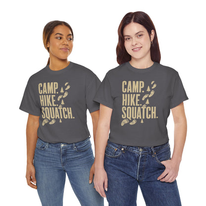 Camp Hike Squatch T-Shirt - Modern Outdoor Bigfoot Graphic Tee