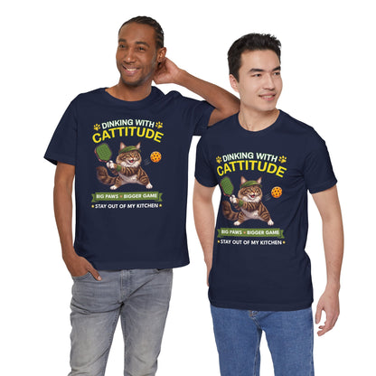 Maine Coon Cat Pickleball T-Shirt - Dinking With Cattitude Funny Shirt