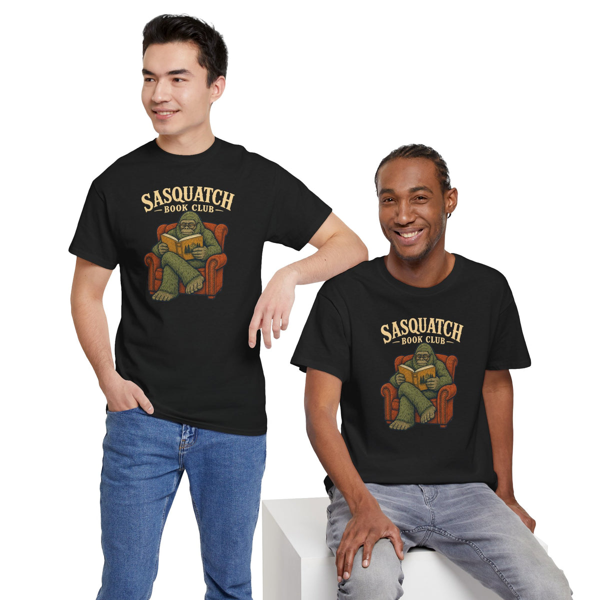 Sasquatch Book Club T-Shirt - Cozy Bigfoot Reading Graphic Tee
