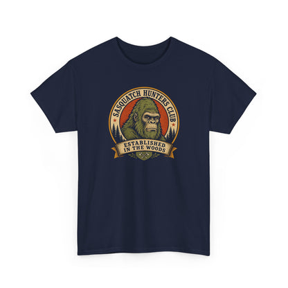 Sasquatch Hunters Club T-Shirt – Retro Bigfoot Emblem Badge Graphic Tee