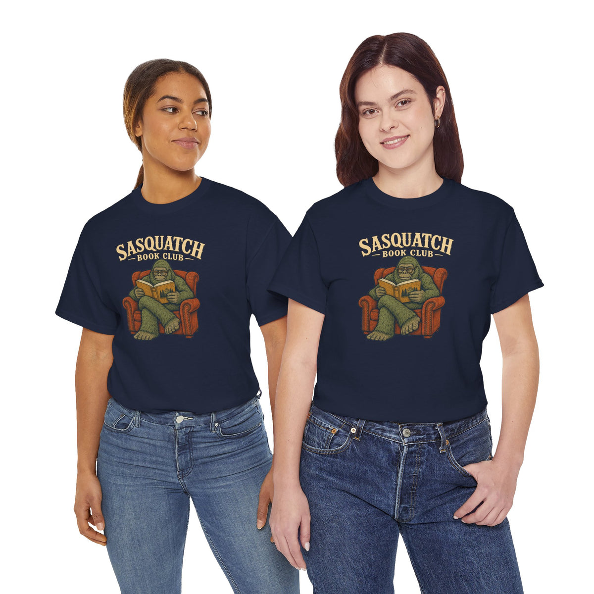 Sasquatch Book Club T-Shirt - Cozy Bigfoot Reading Graphic Tee