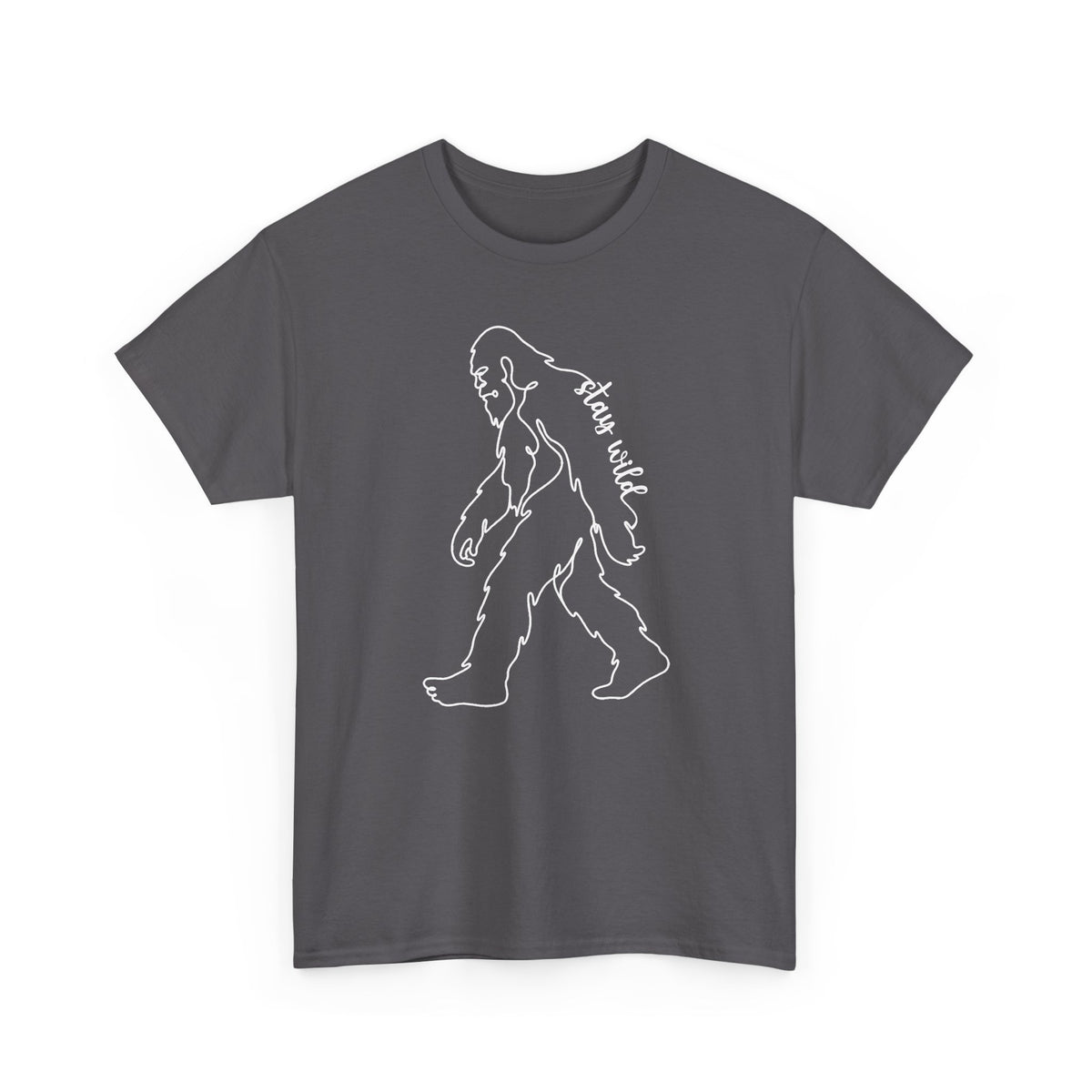 Minimalist Bigfoot Line Art T-Shirt - Stay Wild Boho Graphic Tee