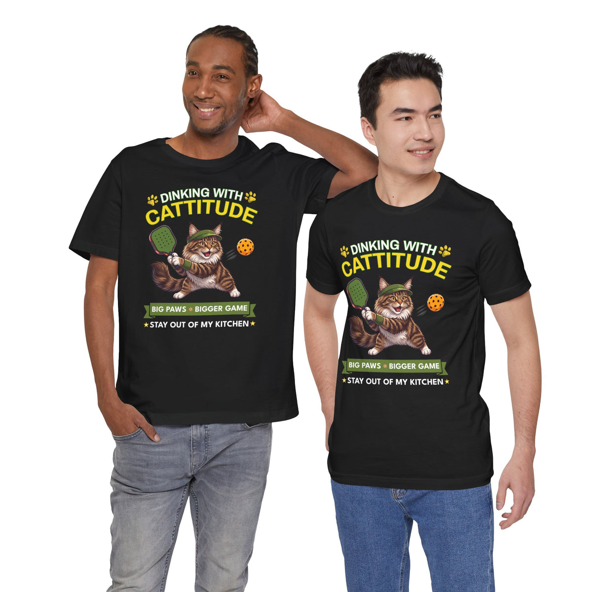 Maine Coon Cat Pickleball T-Shirt - Dinking With Cattitude Funny Shirt
