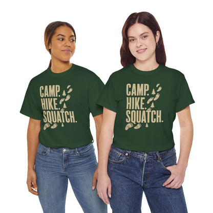 Camp Hike Squatch T-Shirt - Modern Outdoor Bigfoot Graphic Tee