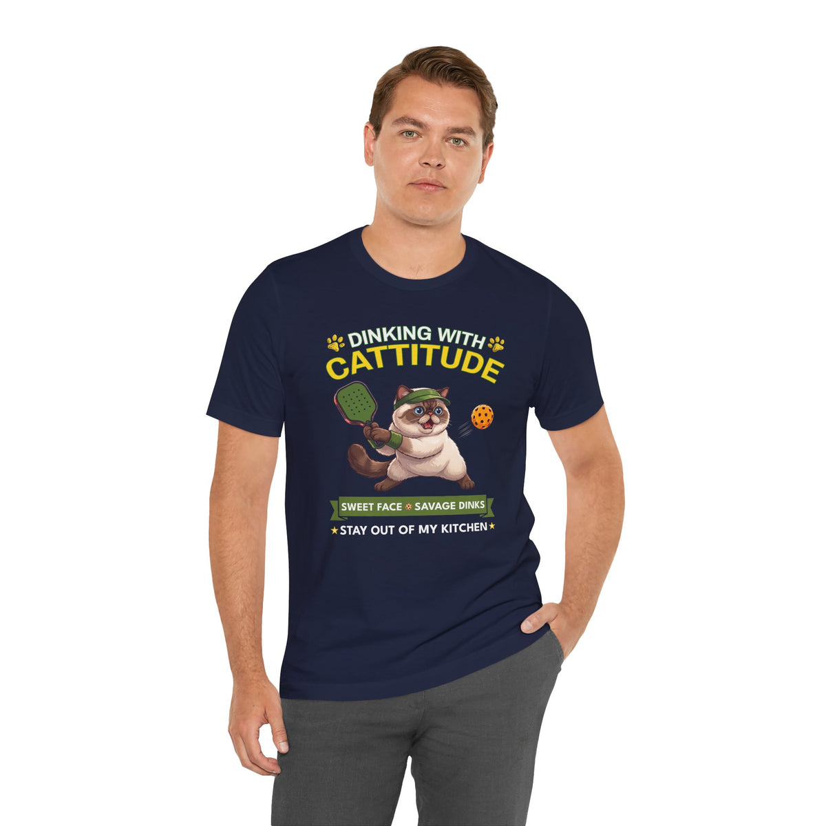 Exotic Shorthair Cat Pickleball T-Shirt - Dinking With Cattitude Funny Shirt