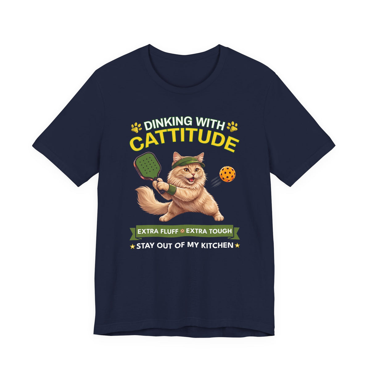 Domestic Longhair Cat Pickleball T-Shirt - Dinking With Cattitude Funny Shirt