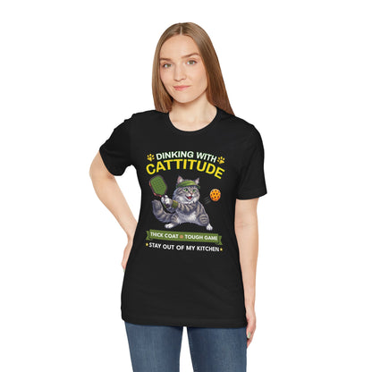 Siberian Cat Pickleball T-Shirt - Dinking With Cattitude Funny Shirt