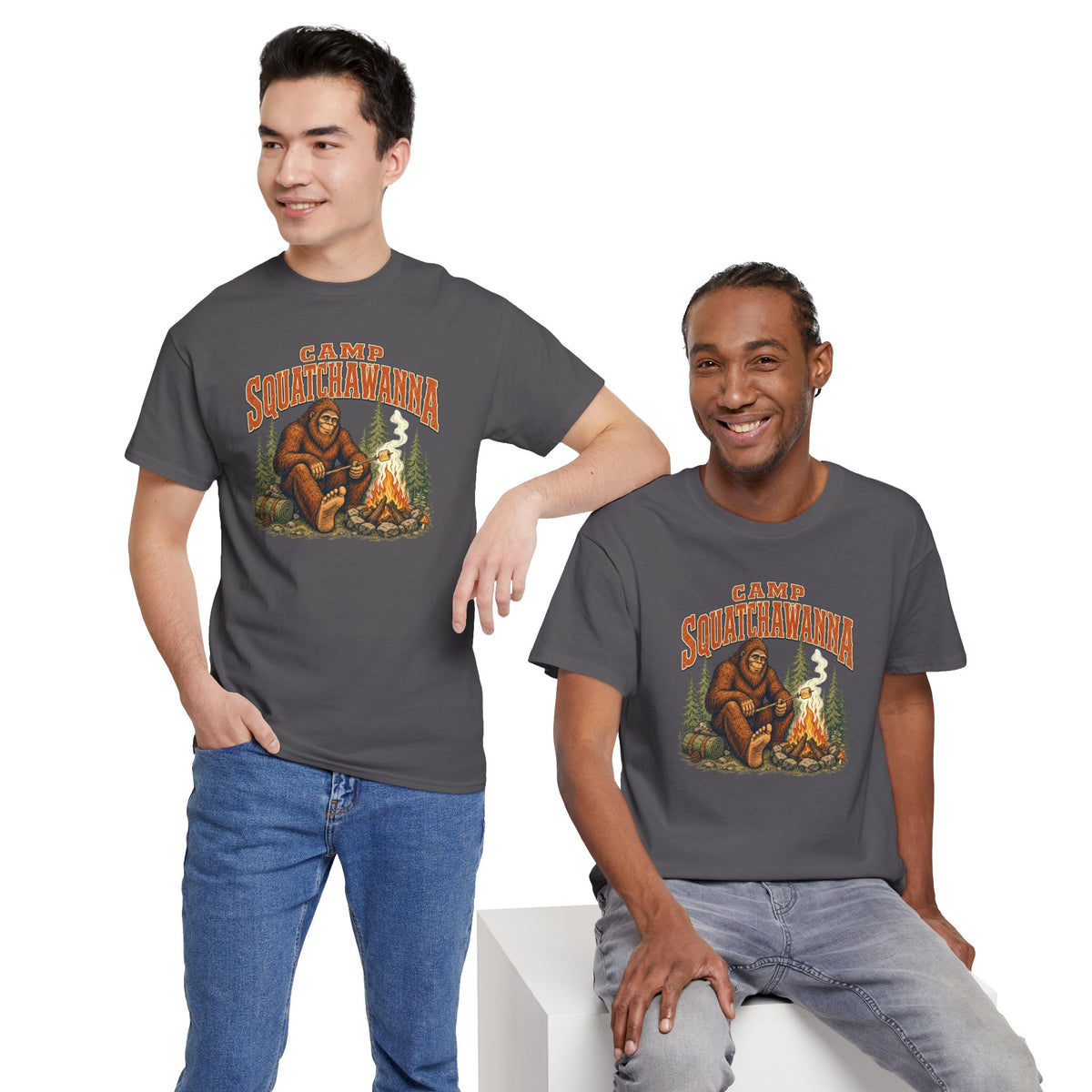 Camp Squatchawanna T-Shirt - Funny Bigfoot Campfire Graphic Tee