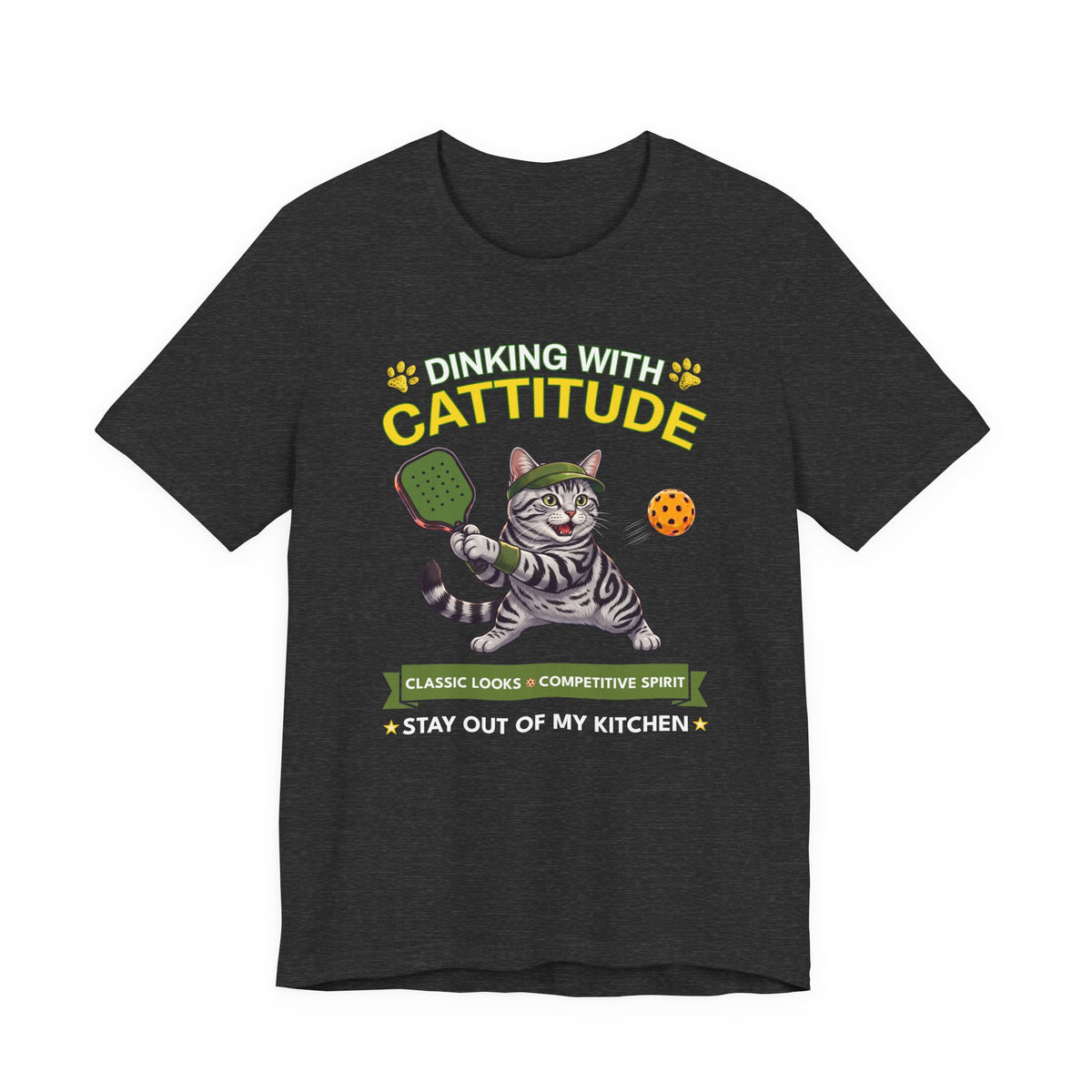 American Shorthair Cat Pickleball T-Shirt - Dinking With Cattitude Funny Shirt