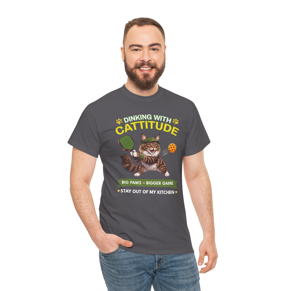 Maine Coon Cat Pickleball T-Shirt - Dinking With Cattitude Funny Shirt