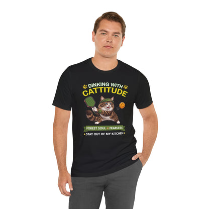 Norwegian Forest Cat Pickleball T-Shirt - Dinking With Cattitude Funny Shirt