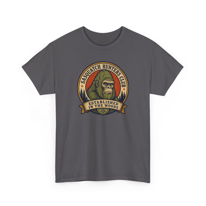 Sasquatch Hunters Club T-Shirt – Retro Bigfoot Emblem Badge Graphic Tee