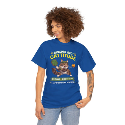 Maine Coon Cat Pickleball T-Shirt - Dinking With Cattitude Funny Shirt