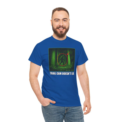Trail Cam Doesn't Lie T-Shirt - Funny Night Vision Bigfoot Graphic Tee