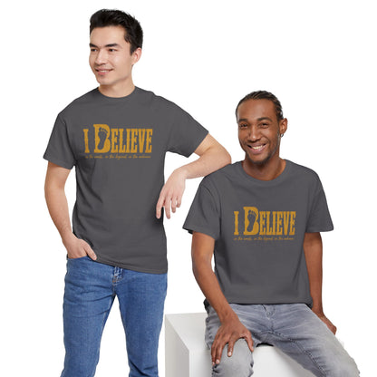 I Believe T-Shirt - Bigfoot Footprint Typography Graphic Tee