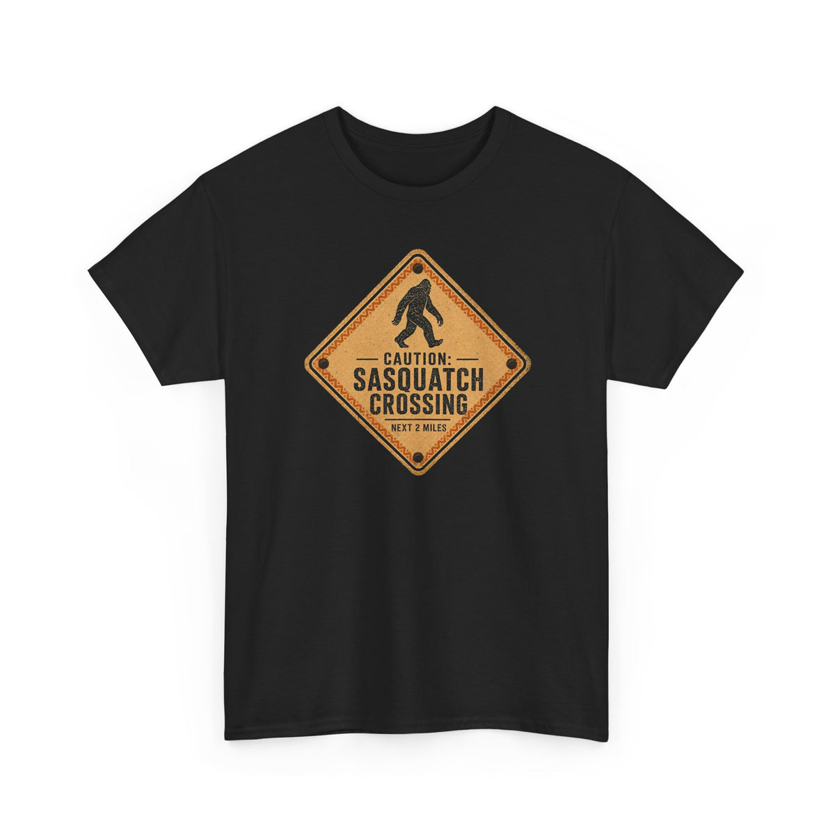 Sasquatch Crossing T-Shirt - Funny Retro Road Sign Bigfoot Graphic Tee