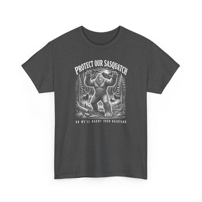Protect Our Sasquatch T-Shirt - Woodcut Scratchboard Bigfoot Graphic Tee
