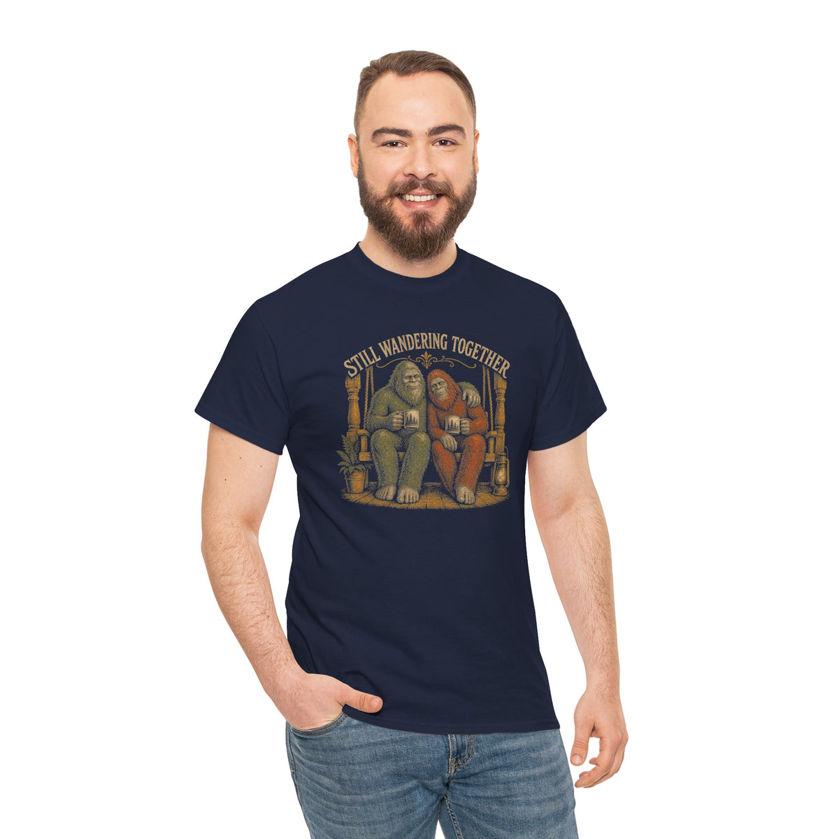Still Wandering Together T-Shirt – Vintage Bigfoot Couple Anniversary Tee