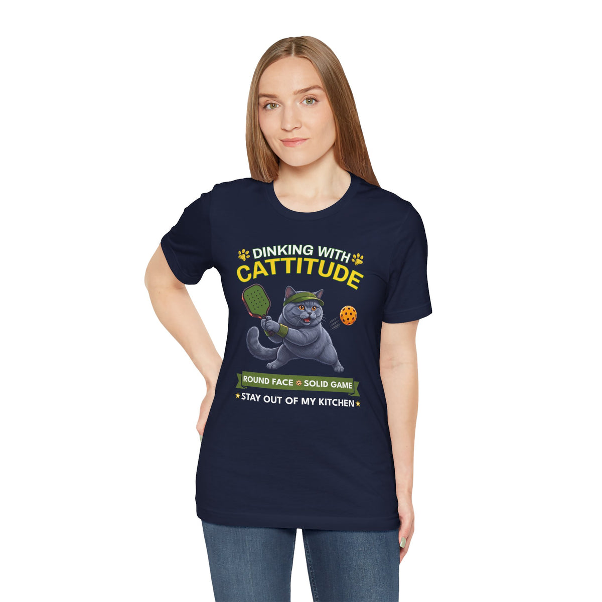 British Shorthair Cat Pickleball T-Shirt - Dinking With Cattitude Funny Shirt