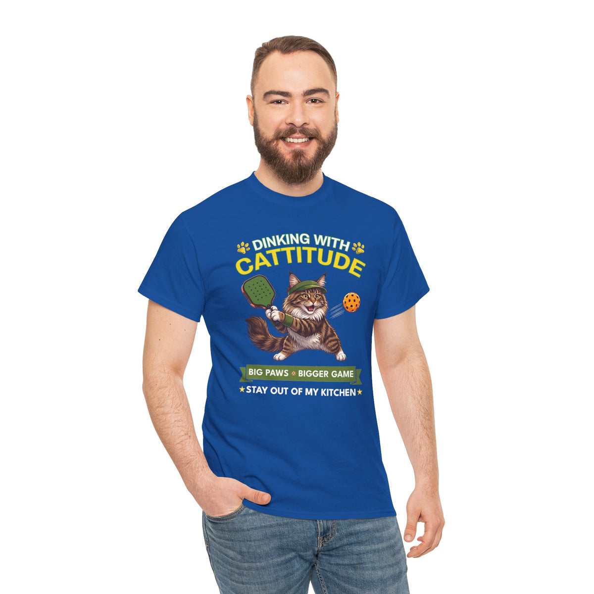 Maine Coon Cat Pickleball T-Shirt - Dinking With Cattitude Funny Shirt