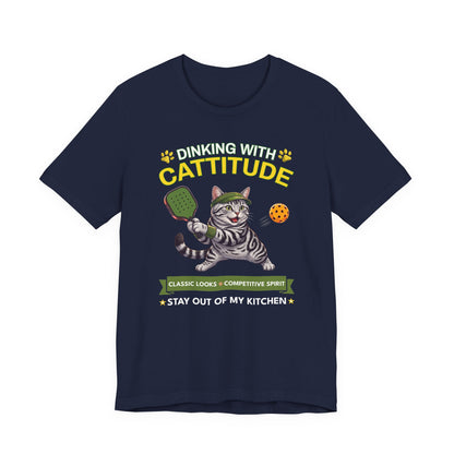 American Shorthair Cat Pickleball T-Shirt - Dinking With Cattitude Funny Shirt