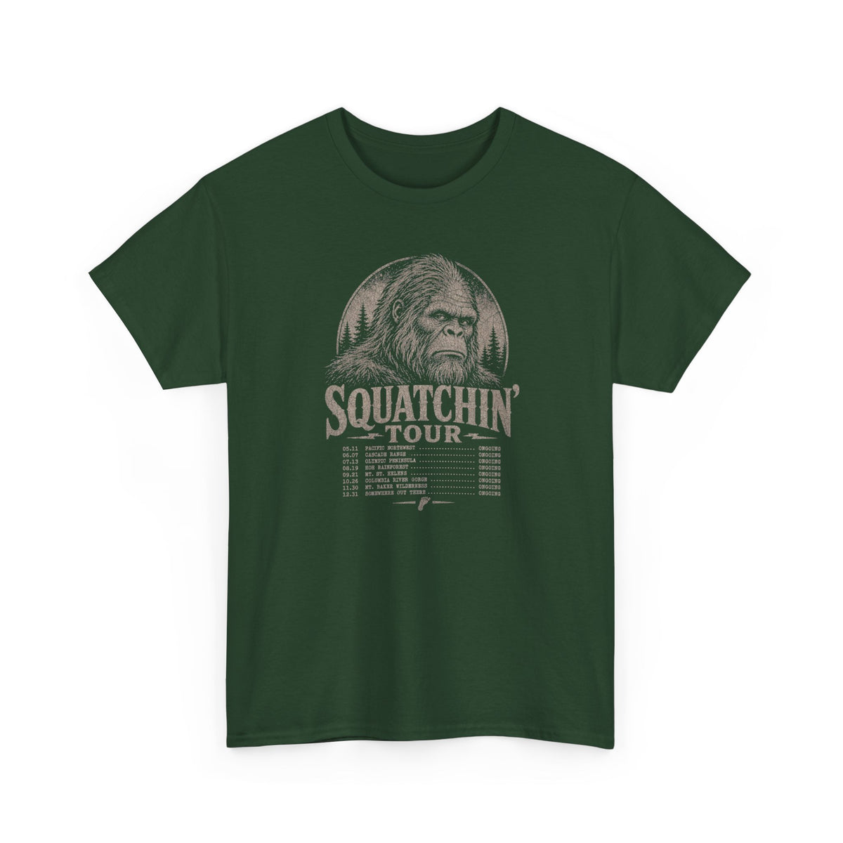 Squatchin' Tour T-Shirt - Vintage Band-Tee Style Bigfoot Graphic Tee